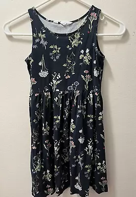 Girls H&M Size 8-10Y Summer Dress Flowers Black • $5