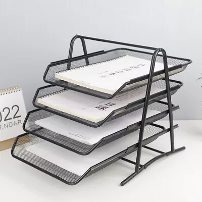 Mesh Desk Organiser Letter Tray File Holder Office A4 Filing Document Storage • £9.95