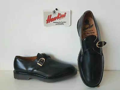 £268 • Buy New Dr Martens Hawkins Flat Black Leather Shoes Buckles England UK 9 EU 43 US 10