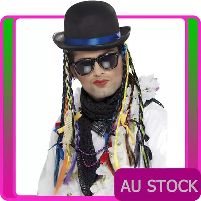 Mens Chameleon Hat With Plaits Boy George Costume 80s Pop Star 1980s Musician • $18.93
