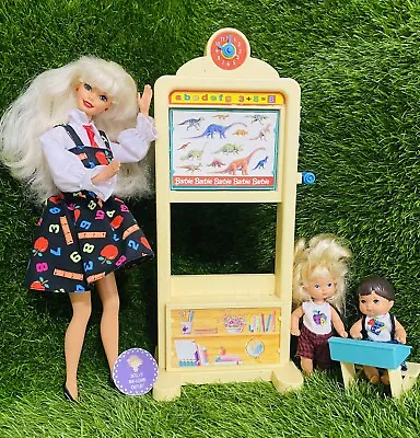 £23.95 • Buy Vintage Barbie School Set Teacher Toddler Pupils Original Clothes With Sounds