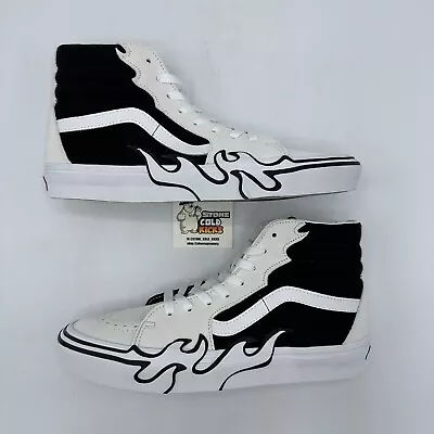 New Vans SK8-Hi Flames Black White Size 9.5 Skater Classic • $47.99