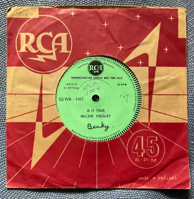 MELVIN ENDSLEY - IS IT TRUE Rare UK 1957 DEMO PROMO ONLY / ROCK ’N’ ROLL / EX- ! • $12.43