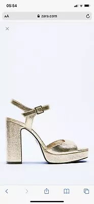 Zara Metallic Gold Platform Sandals Size 8 41 New In Bag • £69.99