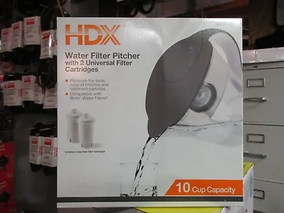 New Free Ship HDX 10-Cup Large Water Filter Pitcher With 2 Filters BPA Free • $19.71