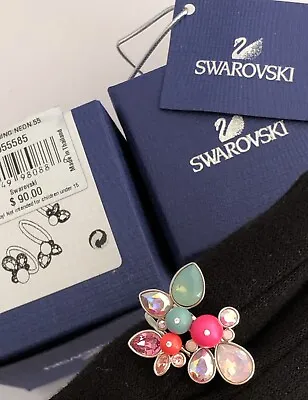 $60 • Buy Authentic SWAROVSKI Adorn Neon Stack 3 Pc Ring Set #5055585 Crystal $90 RETIRED