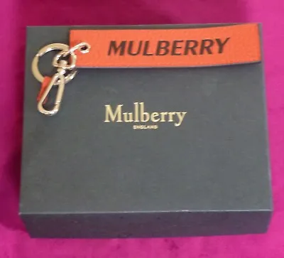 Mulberry England Signature Snap Hook Tab Keyring - Heavy Grain Leather -  Boxed • £20