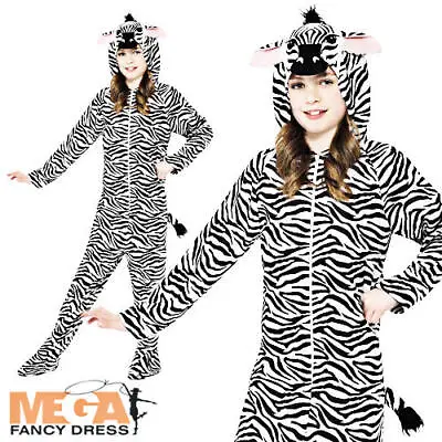 Zebra Animal Kids Fancy Dress Zoo Book Week Girls Boys Childrens Costume Outfit • £8.99