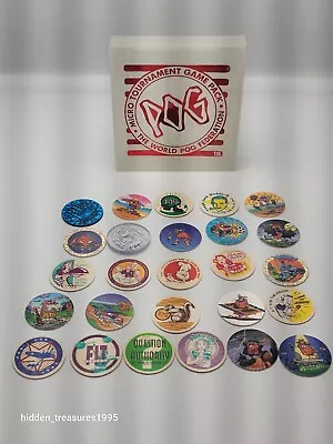 26pc LOT Micro  Pog Game Pack/ The World Pog 1994   Vintage Whith Case  • $24.99