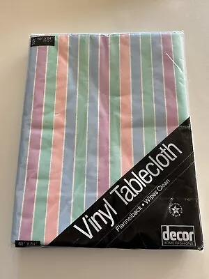 Oblong Tablecloth 60 X 84 Oblong Striped Flannel Backed Vinyl  NEW • $9.99
