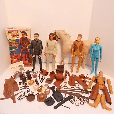 Vtg. Marx Johnny West Figures & Accessories Lot Sam Cobra Geronimo Jane W/ Box ! • $499.99