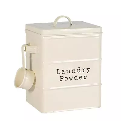 Vintage Metal Laundry Powder Canister Kitchen Utility Storage Container Cream • £12