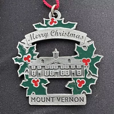 Vtg  1997 Mount Vernon Christmas Tree Ornament - Enamel Holly Virginia • $18