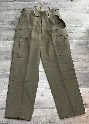 Vintage Military Wool Pants Mens 32x30 Green Heavy Duty WWII 60s Bucking Alsfeld • $49.98