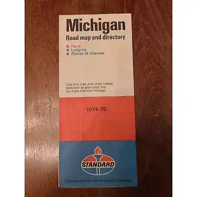Michigan Road Map Courtesy Of Standard 1974-75 Edition • $13.46