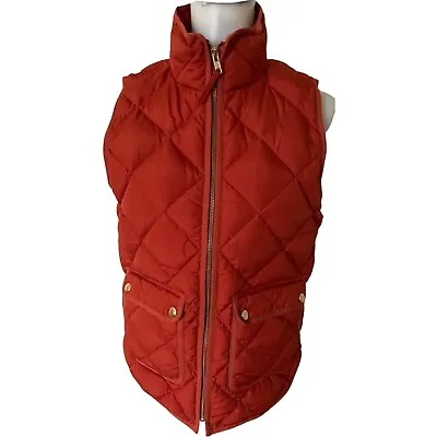 J. Crew  Diamond Quilted Goose Down Vest Womens Size Small Orange • $9.99