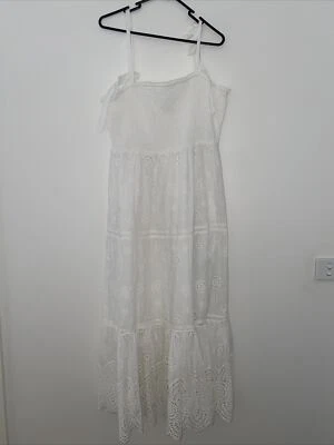 $30 • Buy Ladies Nwot Forever New Size 14 White Broderie Maxi Dress Cotton