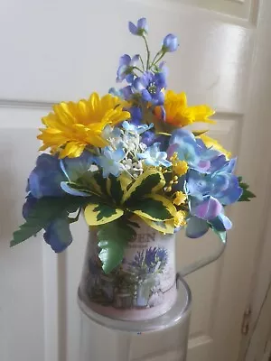 Metal Flower Jug Artificial Flowers Home Gift • £15