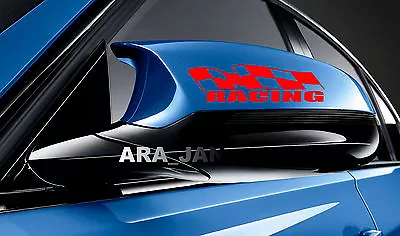 $13.56 • Buy RACING Flag Vinyl Decal Sport Sticker Emblem Car Mirror Logo Color RED