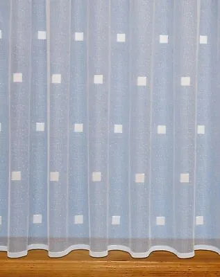 Squares Modern Net Curtains ~ Width Sold By The Metre~ Lace Voile Curtain Fabric • £3.40