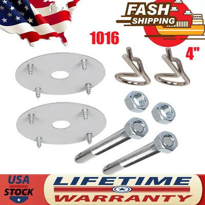 Long Chrome Plated Hood And Deck Pins Pins Plate Lock Clips Kit HDP1000 -1016 4  • $10.74