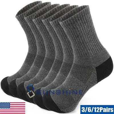 3/6/12Pairs Mens 70% Wool Cotton Thermal Ankle Boot Crew Casual Ski Sports Socks • $52.99