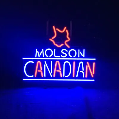 Molson Canadian Glass Open Neon Sign Light Eye-catching Cave Beer Lamp 17 X14  • $119.66