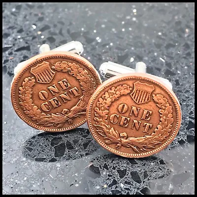 New Cufflinks Antique 100 Year Old Penny Coin Laurel Wreath W Shield One Cent • $10.99