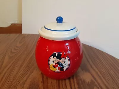 Disney Mickey And Minnie Mouse Ceramic Cookie /candy Snack Jar W/lid • $12.50