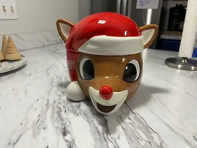 Rudolph The Red Nose Reindeer Canister Cookie Jar Rare HTF Christmas Holiday NEW • $60