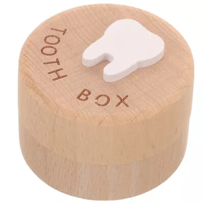  Wood Tooth Box Baby Tooth Storage Container Round Wood Changing Teeth Box With • £6.58