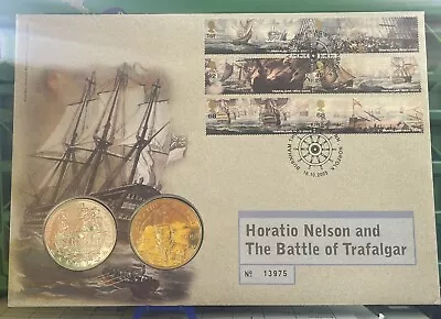 2005 Royal Mint Horatio Nelson And The Battle Of Trafalgar £5 Coin Cover X 2 PNC • £5.99