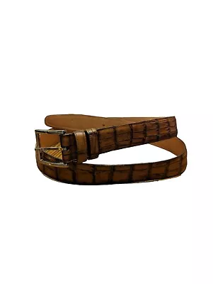 MARTIN DINGMAN ALLIGATOR Grain BELT Saddle Leather 42 Handmade USA Brown • $49.99