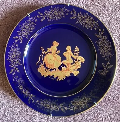 Cobalt Blue & Gold LA REINE Limoges Porcelain Decorative Plate • £30