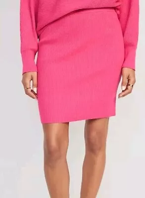 NWT Women's Old Navy High Waisted Rib Knit Mini Skirt Size Medium M 8-10 Pink • $14.95