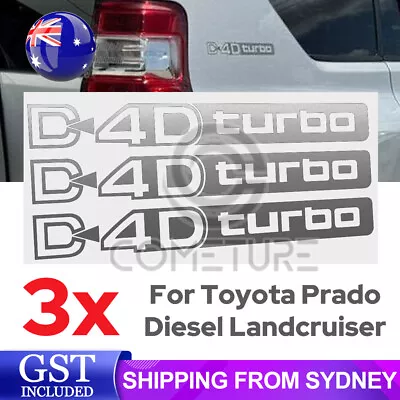 D4D Turbo Silver Decal For Toyota Prado Diesel Landcruiser Set Of 3 4x4 4WD • $7.85