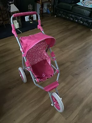 3 Wheeler Folding Dolls Pink Pushchair Stroller Buggy Pram. • £3