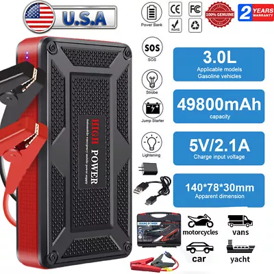 Portable Car Jump Starter 49800mAh Booster Jumper Box Power Bank Battery Charger • $26.99