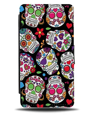 Black And Colourful Sugar Skulls Flip Wallet Case Skull Mexican Floral G592 • £19.99