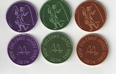 1974 McDonald's Mardi Gras Parade New Orleans Token Aluminum Doubloon Set Of 3 • $5