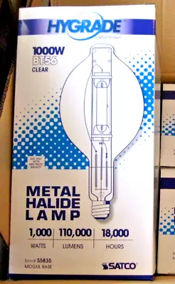 Satco Hygrade 1000w Metal Halide Lamp Bulb Mh1000 Bt56 U/4k 1000 Watt Mog S5835 • $49.99