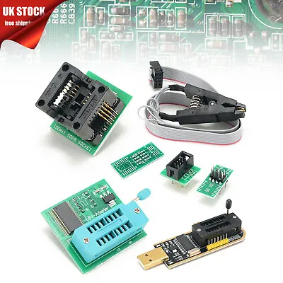 Usb Ch341a Bios Eeprom Programmer + Soic8 Clip + Soic8 Adapter + 1.8v Adapter • £13.98