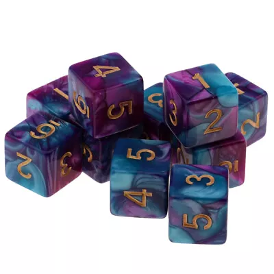 10pcs Six Sided D6 Polyhedral Dice With Double Colors & Numbers 16mm Purple+Blue • $16.95