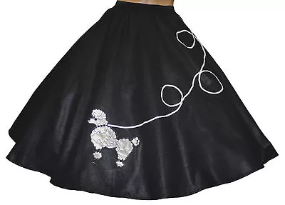 Black FELT Poodle Skirt _ Girl Size MEDIUM (Ages 7-9) _ Waist 20 - 27  _ L: 20  • $27.95