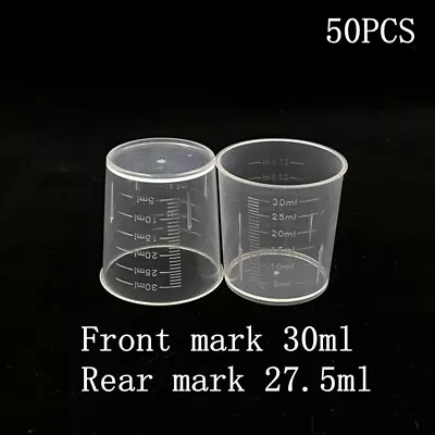 30ml Clear Disposable Liquid Measure Pot Container Medicine Measuring Lab Cups • £8.03