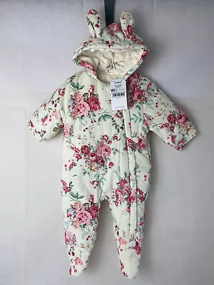 Next All In One Suit Coat Cream Roses Ears Zipped 0-3 Months • £11.99