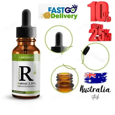 $25 • Buy Retinol 2.5%  Vitamin A C E & Hyaluronic Acid Face Serum - Anti Aging Wrinkles 