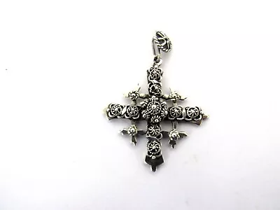 Vintage Mexico Sterling Silver Jerusalem Cross  Pentant (RAR-7) • $50