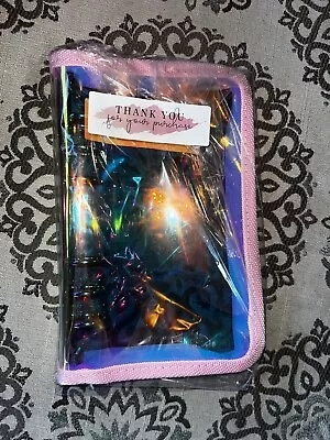 Mini Holographic Transparent Binder  With Pink Zipper Flexible And Bendable. • $5