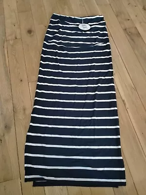 Next Maternity Stretch Pencil Skirt Navy Blue White Striped Size 8 BNWT 💞 • £14